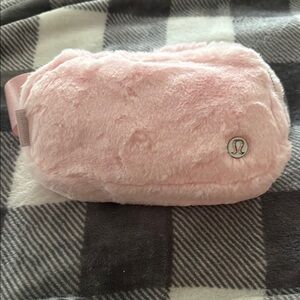 NWT Lululemon Pink Fuzzy Pouch